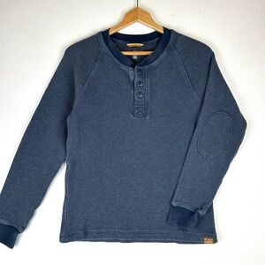 LL Bean Signature Waffle Henley Thermal Shirt Elbow Patch Gorpcore